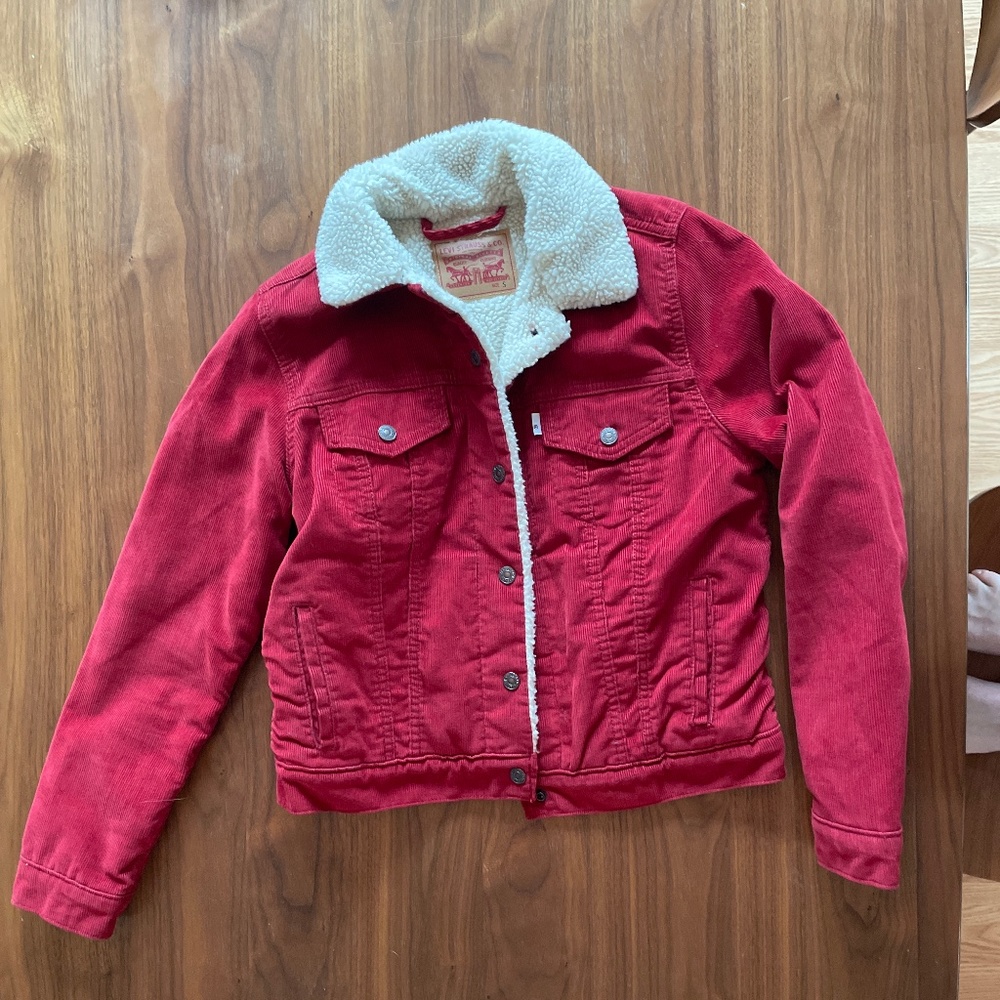 Levi’s red corduroy shearling jacket. Never worn! Super cute.